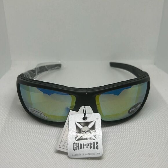 Choppers Mirrored Mens Skull Padded Biker Lens Sunglasses - Picture 3 of 3